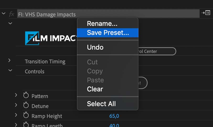 Create Presets from the Premiere Pro Effect Controls Tab