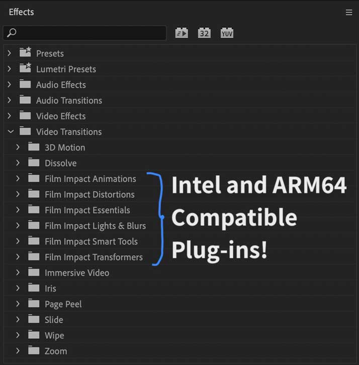Premiere Pro Effects Library ARM Apple Silicon Compatible Plugins